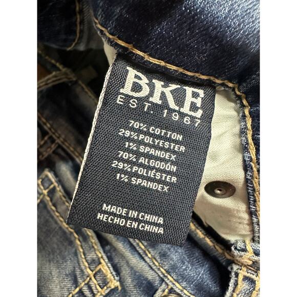 BKE Buckle Jake Straight Jeans Mens 33x34 Blue Premium Stretch Distressed Denim - Picture 8 of 9